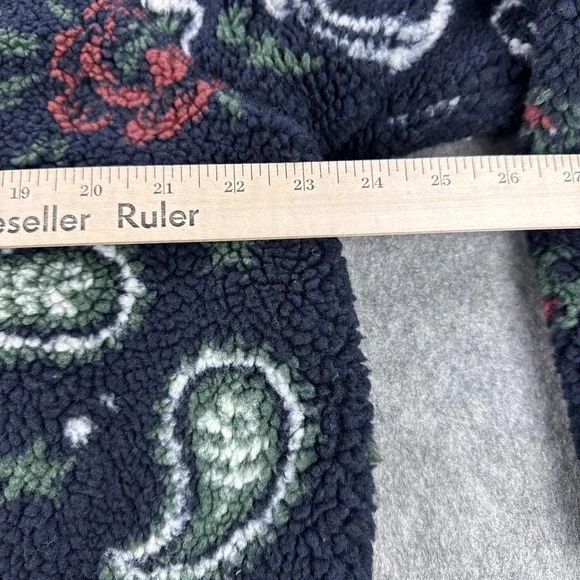 Kith Pinehurst Sherpa Fleece Jacket Mens Large Navy Paisley Snap Front Bomber - Picture 8 of 11